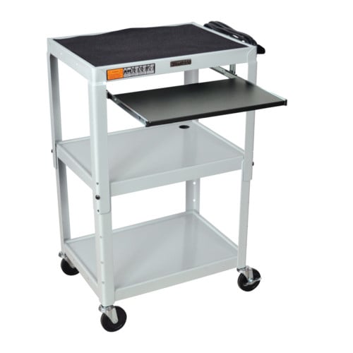 Luxor Adjustable Height Steel A/V Cart with Pullout Keyboard Tray