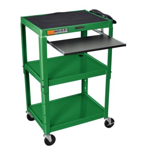 Luxor Adjustable Height Steel A/V Cart with Pullout Keyboard Tray