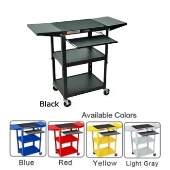Luxor Adjustable Height Metal Cart with Keyboard Tray and Drop Leaf Shelves