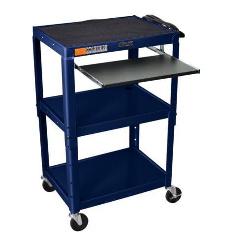 Luxor Adjustable Height Steel A/V Cart with Pullout Keyboard Tray
