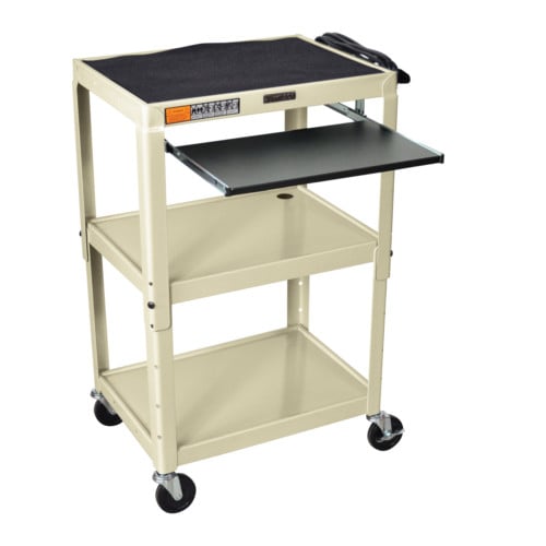 Luxor Adjustable Height Steel A/V Cart with Pullout Keyboard Tray