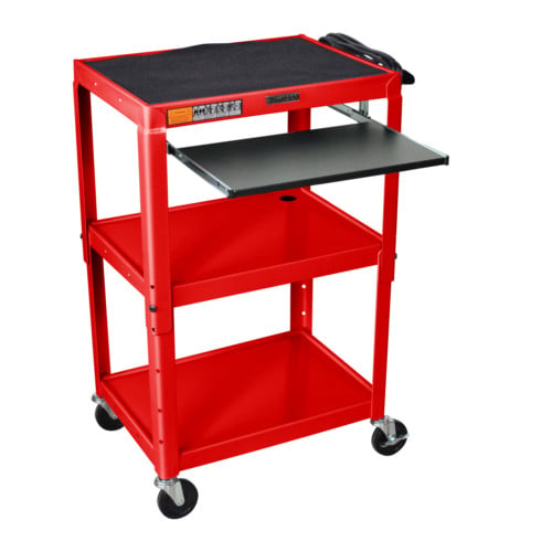 Luxor Adjustable Height Steel A/V Cart with Pullout Keyboard Tray