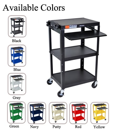 Luxor Adjustable Height Steel A/V Cart with Pullout Keyboard Tray