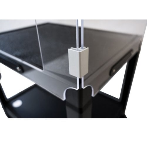 Luxor Adjustable-Height Steel Media Cart with Acrylic Sneeze Guard