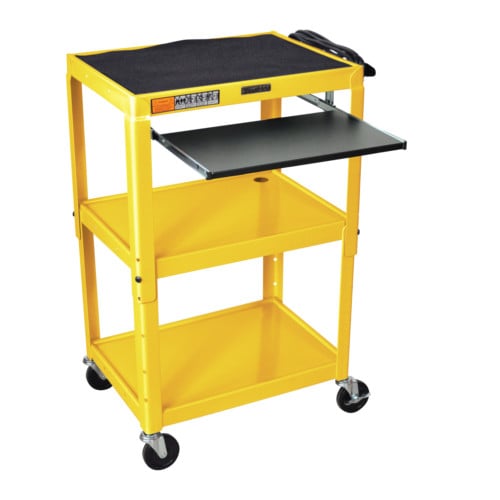 Luxor Adjustable Height Steel A/V Cart with Pullout Keyboard Tray