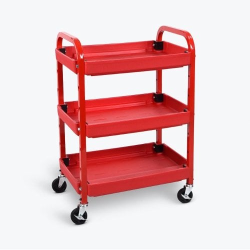 Luxor ATC332 Red Adjustable-Height 3-Tub Shelves Utility Cart