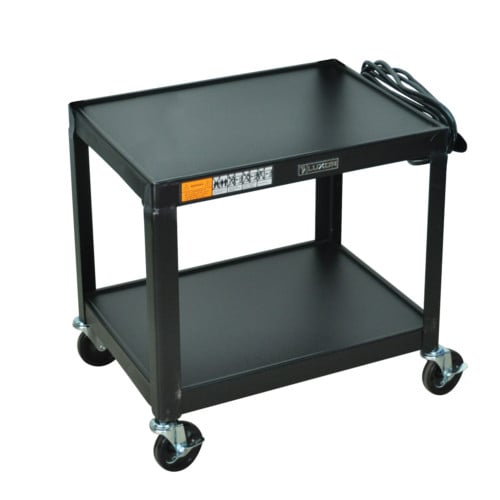 Luxor AV26 26" High 2-Shelf Black Steel Utility A/V Cart