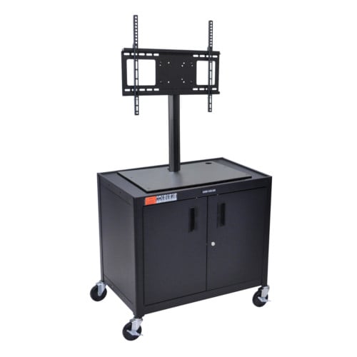 Luxor AV30XLC-LCD Black Extra Large Mobile Steel Cabinet A/V Cart with LCD Mount