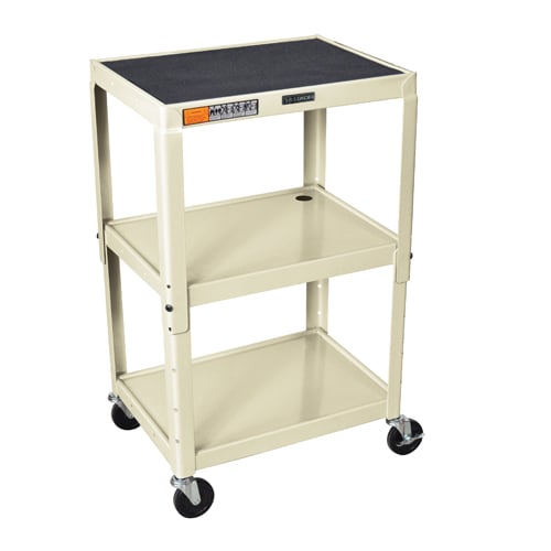 Luxor AVJ42-OW Adjustable Height Putty Steel 3-Shelf A/V Cart