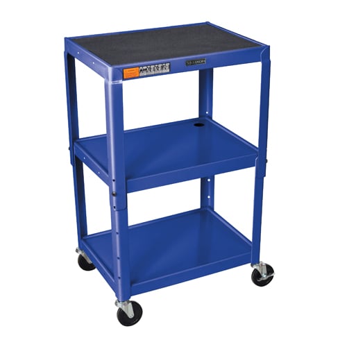 Luxor AVJ42 Adjustable Height Steel 3-Shelf A/V Cart