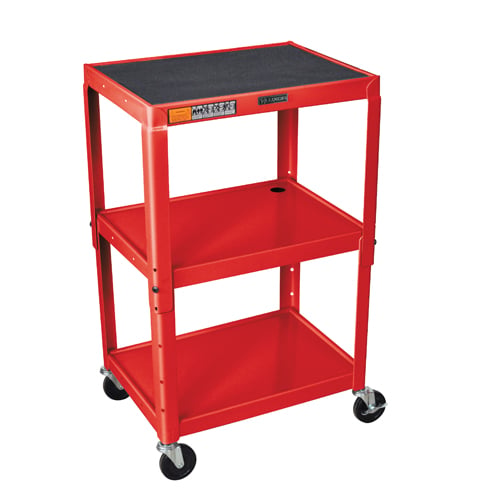 Luxor AVJ42 Adjustable Height Steel 3-Shelf A/V Cart