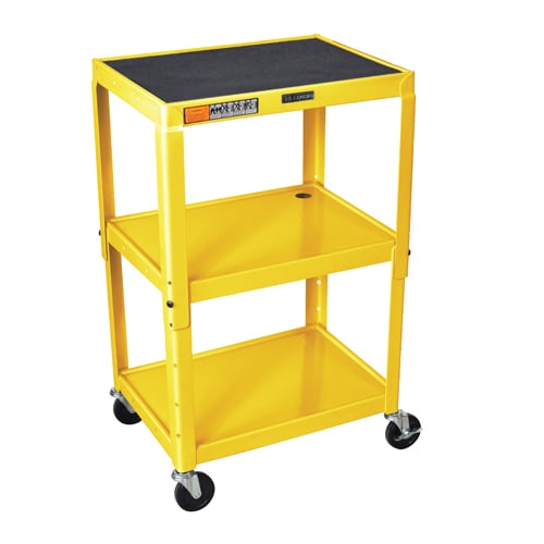 Luxor AVJ42 Adjustable Height Steel 3-Shelf A/V Cart