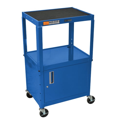 Luxor AVJ42C Adjustable Height Steel A/V Cart with Cabinet