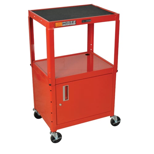 Luxor AVJ42C Adjustable Height Steel A/V Cart with Cabinet