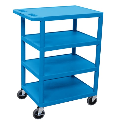 Luxor 24" x 18" 4-Flat Shelf Molded Plastic Utility Carts
