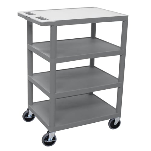 Luxor 24" x 18" 4-Flat Shelf Molded Plastic Utility Carts