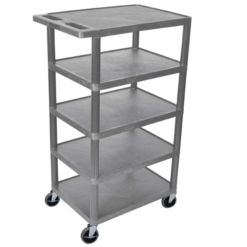 Luxor 24" x 18" 5-Flat Shelf Molded Plastic Utility Carts