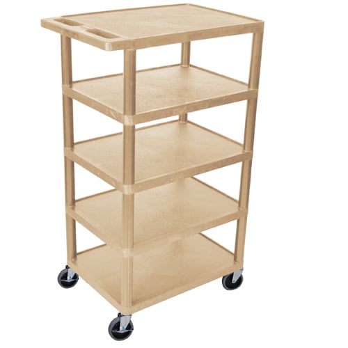 Luxor 24" x 18" 5-Flat Shelf Molded Plastic Utility Carts