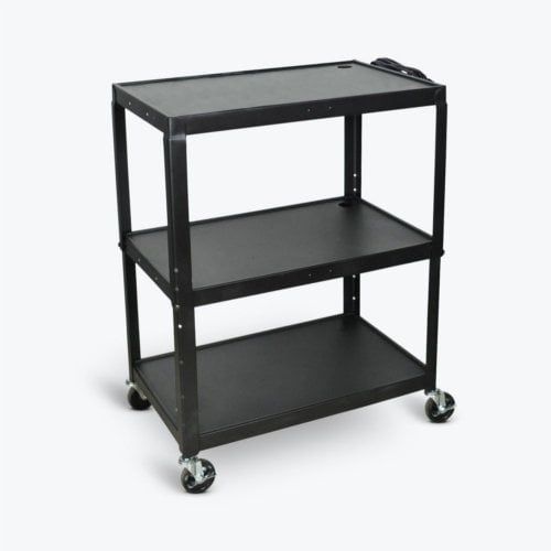 Luxor 3-Shelf Black Extra-Large Adjustable-Height Steel Audio/Visual Cart - AVJ42XL