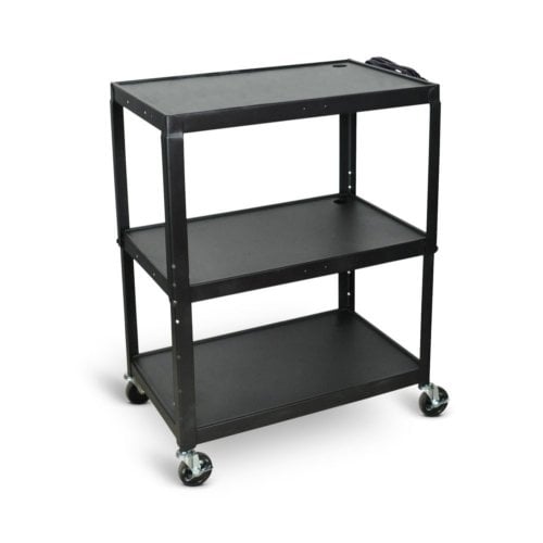Luxor 3-Shelf Black Extra-Large Adjustable-Height Steel Audio/Visual Cart - AVJ42XL