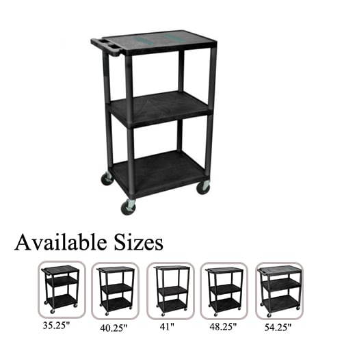 Luxor Black 3-Shelf Endura A/V Utility Cart
