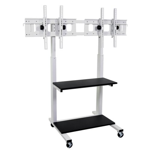 Luxor Crank Adjustable Mobile Dual Flat Panel TV Cart