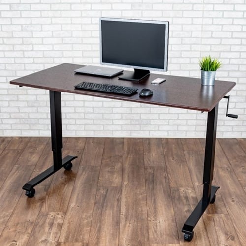 Luxor 48" Dark Walnut High-Speed Crank Adjustable Stand Up Desk - STANDCF48-BK/DW