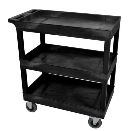 Luxor 32" x 18" 3-Tub Shelf Utility Carts w/ Semi-Pneumatic Casters