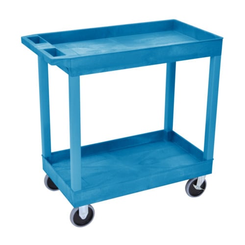 Luxor EC11HD-BU 32" x 18" High Capacity Blue 2-Tub Shelf Utility Cart