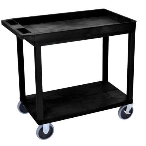 Luxor EC12HD-B 32" x 18" High Capacity Black 1-Tub/1-Flat Shelf Utility Cart