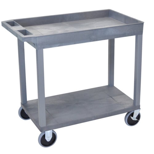 Luxor 32" x 18" High Capacity Black 1-Tub/1-Flat Shelf Utility Carts