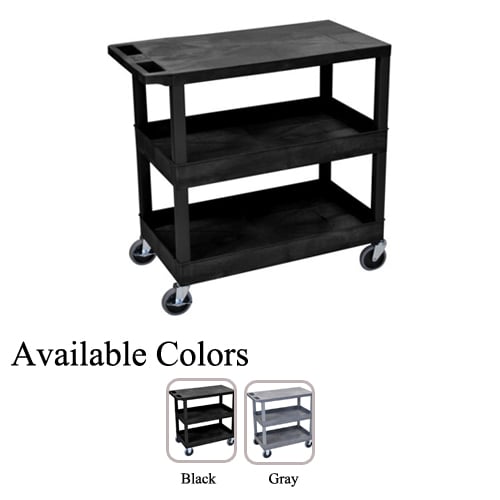 Luxor 32" x 18" 1-Flat/2-Tub Bottom Shelf Utility Carts