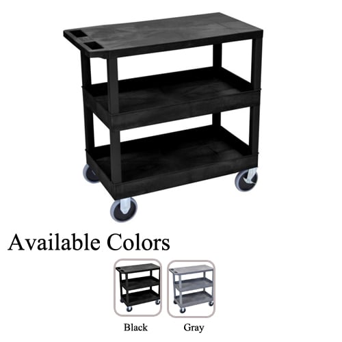 Luxor 32" x 18" High Capacity 1-Flat/2-Tub Bottom Shelf Utility Carts