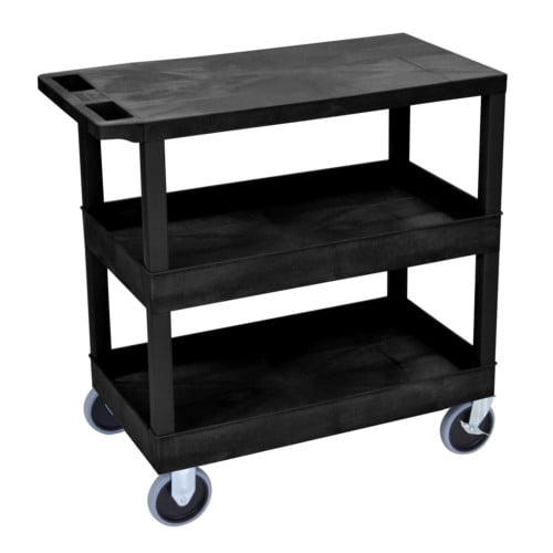 Luxor 32" x 18" High Capacity 1-Flat/2-Tub Bottom Shelf Utility Carts