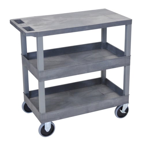 Luxor 32" x 18" High Capacity 1-Flat/2-Tub Bottom Shelf Utility Carts