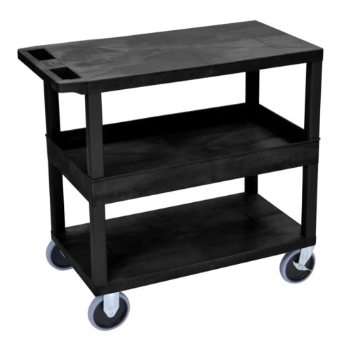 Luxor 32" x 18" High Capacity 2-Flat/1-Tub Middle Shelf Utility Carts