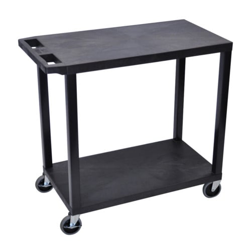 Luxor EC22-B 32" x 18" Black 2-Flat Shelf Utility Cart