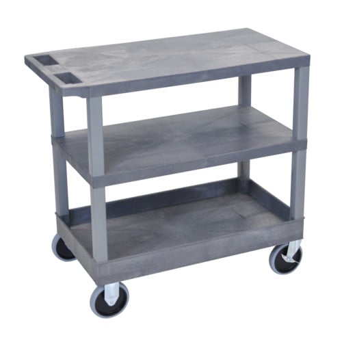 Luxor 32" x 18" High Capacity 2-Flat/1-Tub Bottom Shelf Utility Carts