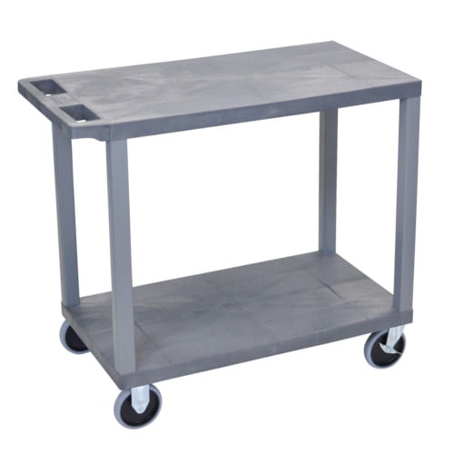 Luxor EC22HD-G 32" x 18" High Capacity Gray 2-Flat Shelf Utility Cart
