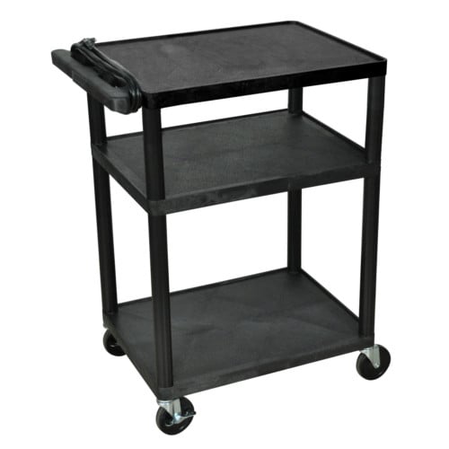 Luxor Endura Black 3-Shelf A/V Utility Cart
