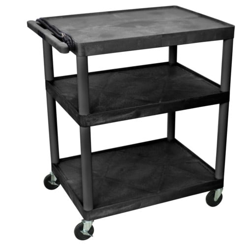 Luxor Endura Black 3-Shelf A/V Utility Cart