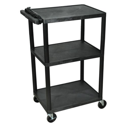 Luxor Endura 42" High Black 3-Shelf A/V Utility Cart