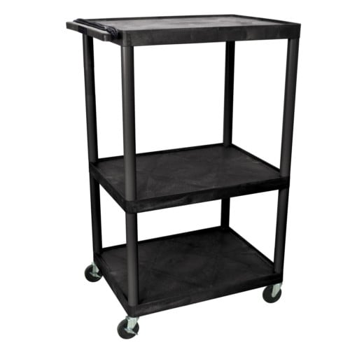 Luxor Endura 54.25" High Black 3-Shelf A/V Utility Cart