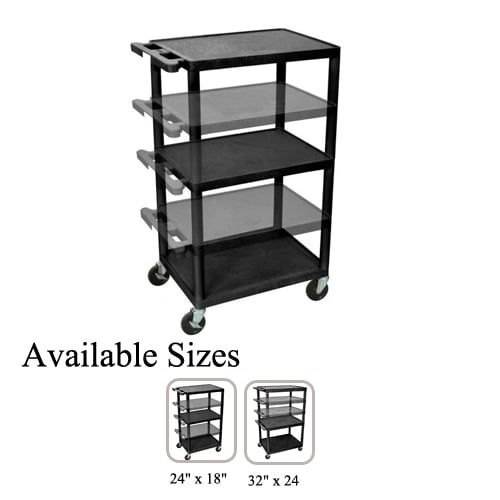 Luxor Endura Black Multi-Height A/V Utility Cart (No Outlet)
