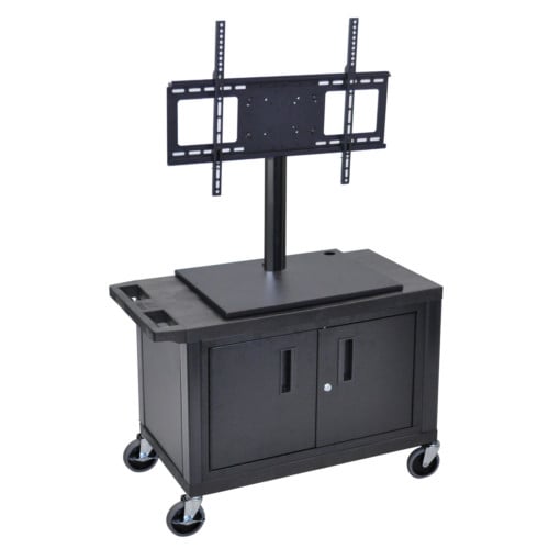 Luxor ET25CE-B 44.5" High Black 2-Flat Shelf LCD TV Mount Cart with Cabinet
