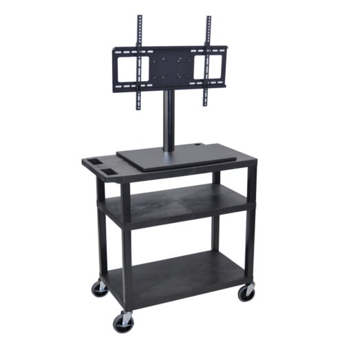 Luxor ET34E-B 54.5" High Black 3-Flat Shelf LCD TV Mount Cart