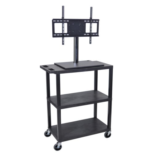 Luxor ET38E-B 57.5" High Black 3-Flat Shelf LCD TV Mount Cart