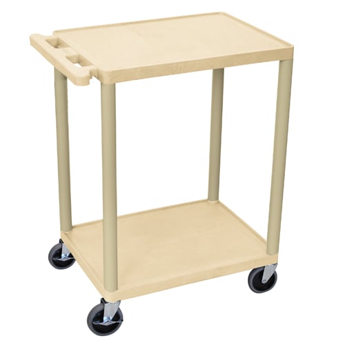 Luxor HE32-P 24" Wide Putty Molded Plastic 2-Shelf Utility Cart