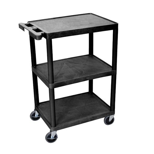 Luxor 34" Molded Plastic 3-Shelf Utility Carts