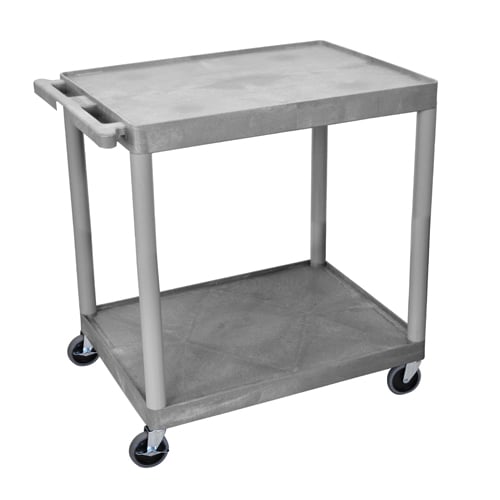 Luxor HE38-G 32" Wide Gray Molded Plastic 2-Shelf Utility Cart